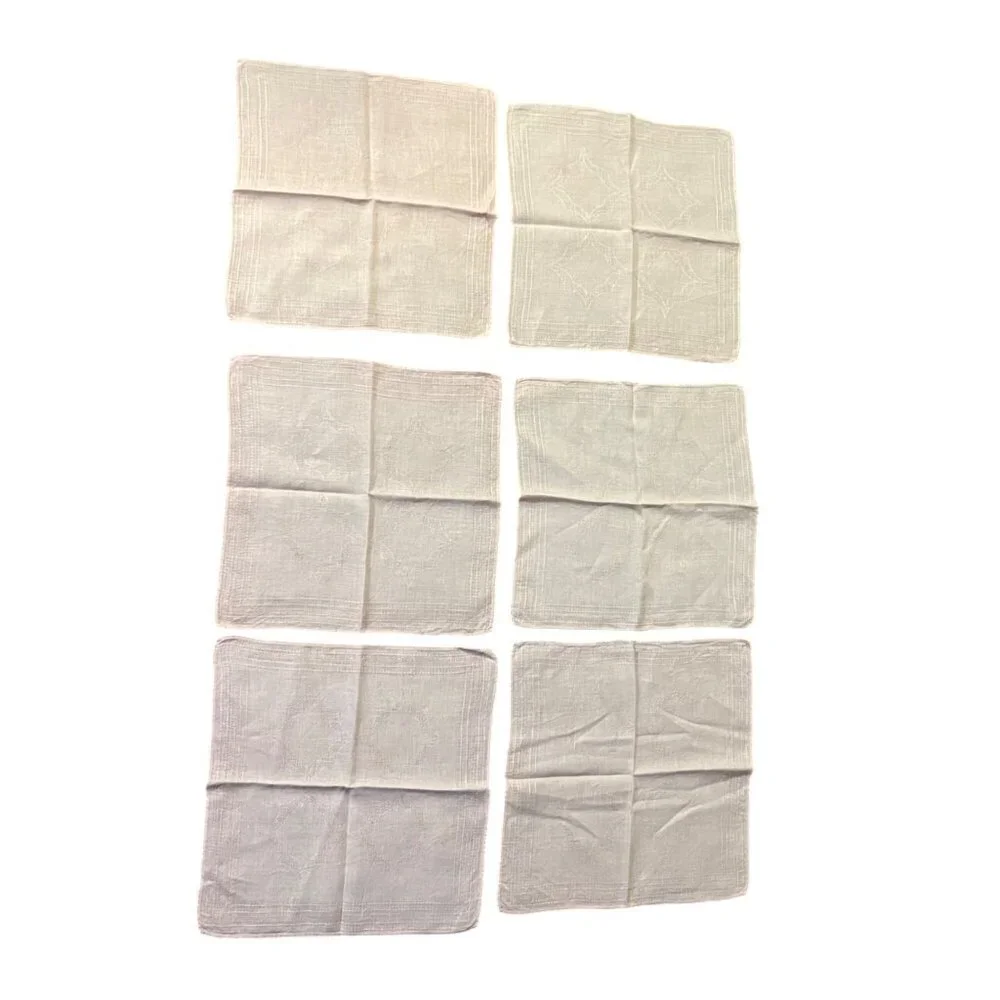 Vintage Linen Napkins Set 6 Blush Pink Peach Hemstitch 15